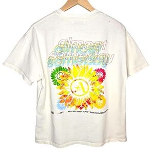 Almost Someday Floral Graphic Shirt Bone White Weighted Crew Neck Everyday S